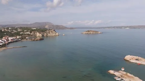 Aerial drone shot.View of famous beach in the summer, Crete, Greece. Famous beac Stock Footage 288217468