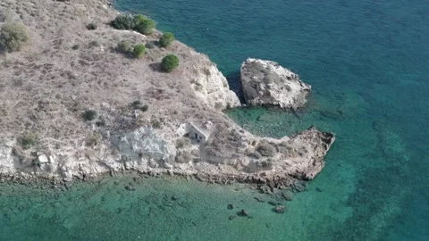 Aerial drone shot.View of famous beach in the summer, Crete, Greece. Famous beac Stock Footage 292013632