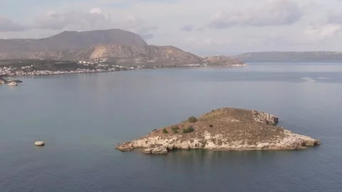 Aerial drone shot.View of famous beach in the summer, Crete, Greece. Famous beac Stock Footage 294227262