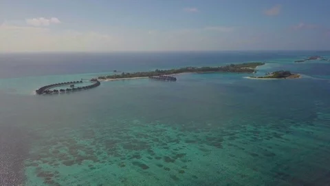 Aerial Drone Slow Move Towards Maldives Island Stock Footage 80955669