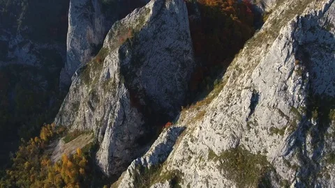 Aerial drone slow shot of deep valley in Apuseni Mountains, Romania. Stock Footage 78632736