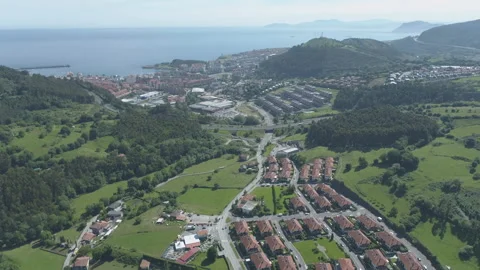 AERIAL DRONE smooth forward to Castro Urdiales Cantabria Stock Footage 170707919