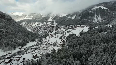 Aerial drone snow mountains range sun Stock Footage 168989689