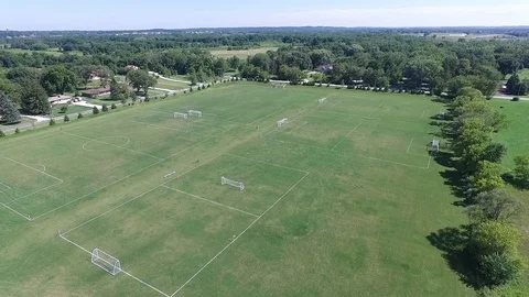 Aerial Drone Soccer Fields Stock Footage 98378577