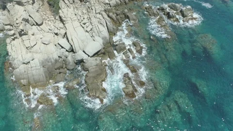AERIAL DRONE STILL TOP DOWN STUNNING MEDITERRANEAN CLIFF Stock Footage 170722268