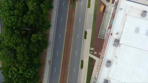 Aerial drone straight down over road with no cars Stock Footage 177073878
