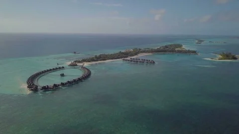Aerial Drone Stunning Parallax Effect of Islands in Maldives Stock Footage 80959820