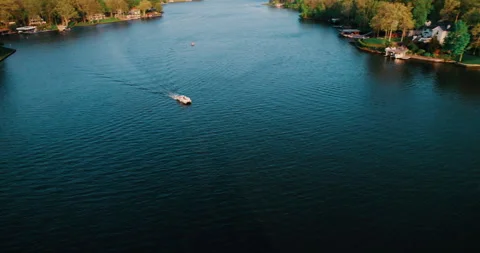 Aerial Drone of a Summer Lake Stock Footage 320318220