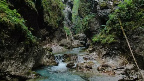 Aerial Drone - Summer landscape on an alpine stream  Stock Footage 248200832
