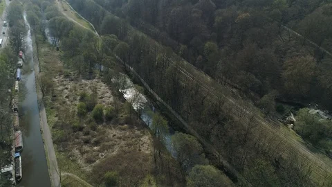 Aerial drone of sun reflected in river water Stock-Footage 110826414