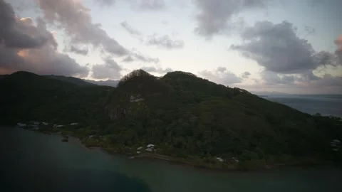 Aerial Drone Sunset Hyperlapse of Tropical Island with Clouds Stock Footage 173598362