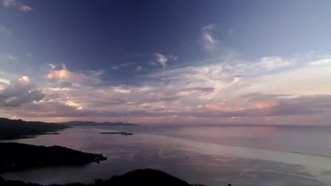 Aerial Drone of Sunset with Pink Clouds in Raiatea 10Bit Stock Footage 171601743