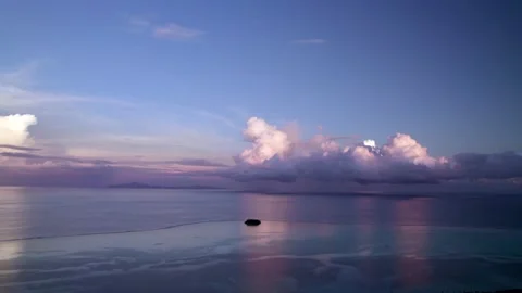 Aerial Drone of Sunset with Pink Clouds in Raiatea 10Bit Stock Footage 171601909
