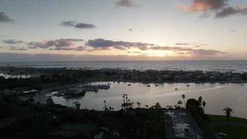Aerial Drone Sunset shot over mission bay California san Diego Vídeo Stock 240312674
