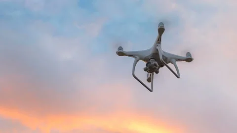 Aerial drone in the sunset sky background Stock Footage 98764313