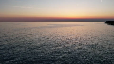 Aerial drone sunset view of sunset Adriatic sea, Istria, Croatia. Stock Footage 318010432