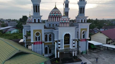 Aerial drone surrounds the mosque Stock Footage 327104989