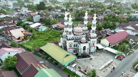 Aerial drone surrounds the mosque Stock Footage 327106907