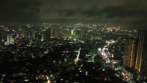 Aerial drone survey of Cebu City nightlife. Stock Footage 318090153