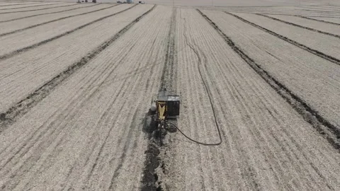 Aerial Drone Tile Plow Installing Drainage Pipe Lines Farm Field Midwest Stock Footage 239385635