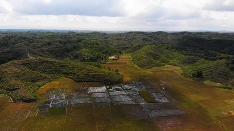 Aerial drone time lapse of cloud passing over hills of Cox's Bazaar, Bangladesh Stock Footage 93155281