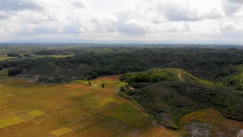 Aerial drone time lapse of cloud passing over hills of Cox's Bazaar, Bangladesh Stock Footage 93155300