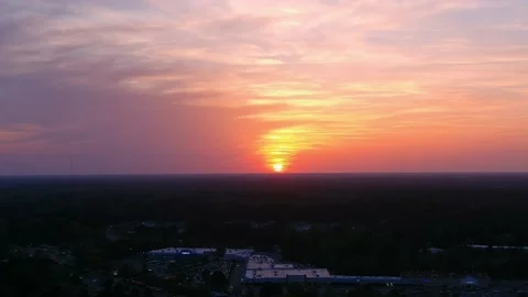 Aerial (drone) time lapse sunset over a shopping center Stock Footage 181382086