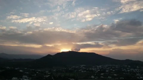 Aerial drone timelapse hyperlapse video above Filerimos mountain of Rhodes Stock Footage 170022017