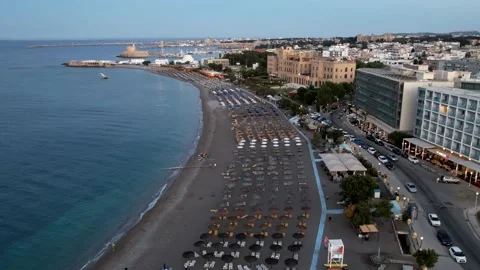 Aerial drone timelapse hyperlapse video of Mandraki on Rhodes Video stock 170904836