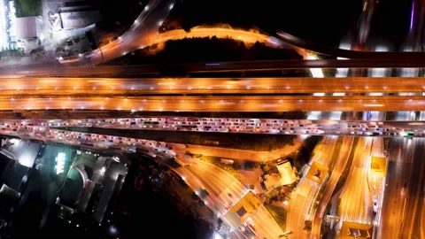 Aerial drone timelapse motion hyperlapse Bangkok at night with cars and traffic  Stock Footage 219267731