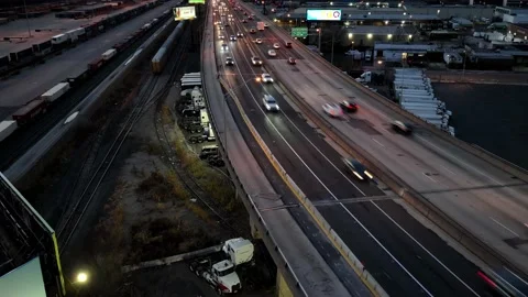 Aerial Drone Timelapse of Traffic on Interstate 95 In Philadelphia Stock Footage 167715799