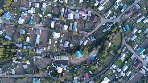 Aerial drone top down flat country house Stock Footage 98043646