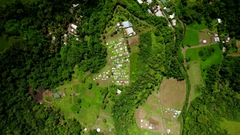 Aerial Drone Top-Down Flying Up High over Cemetry in Tropical Jungle 10Bit Stock Footage 171972257