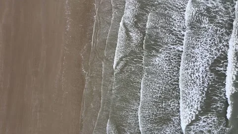 Aerial Drone Top Down Forward Shot of Unyeo Beach Coastline in Taean Stock Footage 346233112