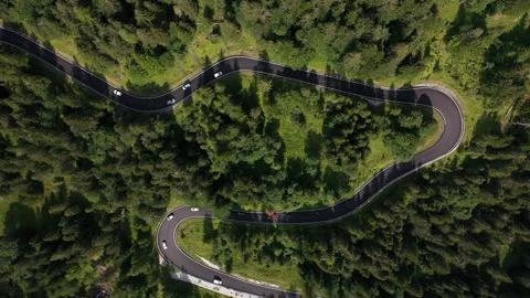 Aerial drone top down of a road in Dolomites, Italy Stock Footage 167059158