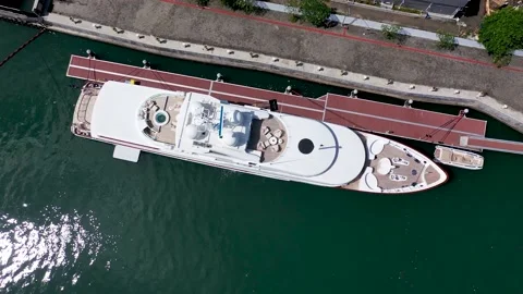Aerial drone top down shot of luxury yac... | Stock Video | Pond5