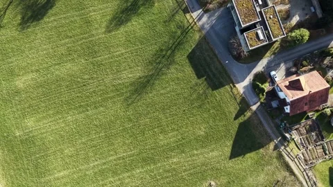 Aerial drone, top down in a small town of switzerland 스톡 동영상 329558268