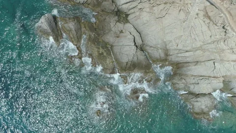 AERIAL DRONE TOP DOWN STILL IMAGE MEDITERRANEAN CLIFF Stock Footage 170722187