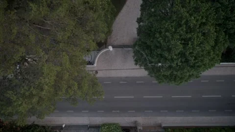 Aerial drone top down timelapse video of the entrance to a residence Stock Footage 252189634