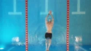 Aerial, Drone Top Down View Of Professional Swimmer, Swimming In The Swimming Stock Footage