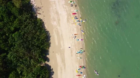Aerial drone top down view of people canoeing 動画素材 163449312