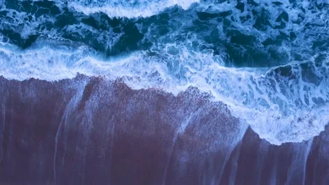 Aerial Drone top down view of Sea Waves Stock Footage 180348877