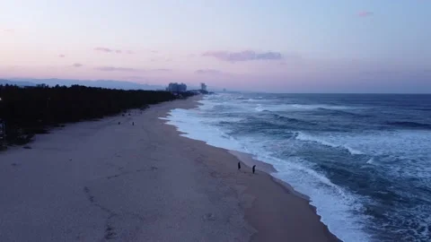 Aerial Drone top down view of Sea Waves Stock Footage 180349721