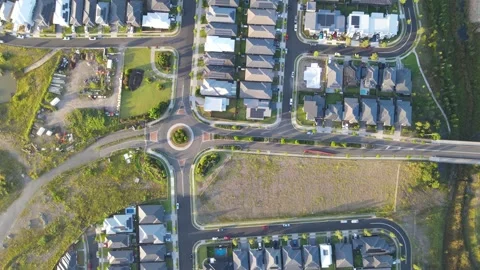 Aerial drone top down view above Jordan Springs East in Western Sydney, NSW Video stock 264138307