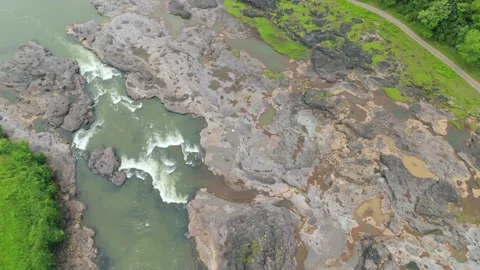 Aerial drone top down view of River milky water Stock Footage 285387520