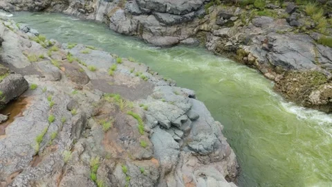 Aerial drone top down view of River milky water Video stock 285429607
