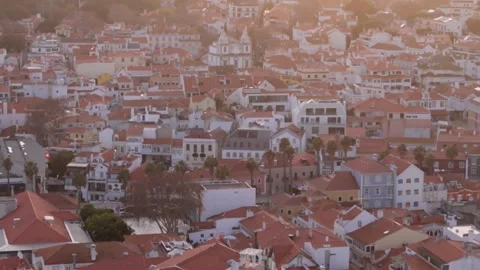 Aerial drone top down view of colorful kayaks and surfboards sitting on Cascais Stock Footage 302456176