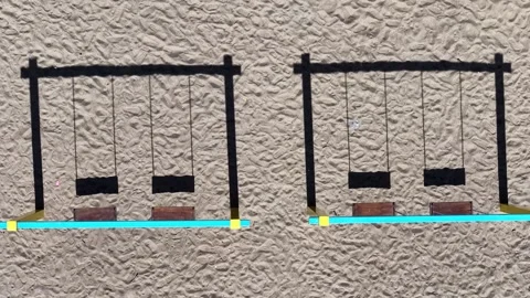 Aerial drone top-down view of beach swing sets and shadows Vídeo Stock 329363528