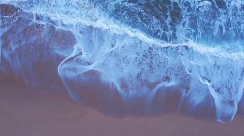 Aerial Drone top down view of Sea Waves Stock Photos