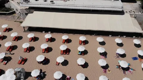 Aerial drone top view of beach and hotels in Bulgaria, near Golden Sands. 動画素材 276180961